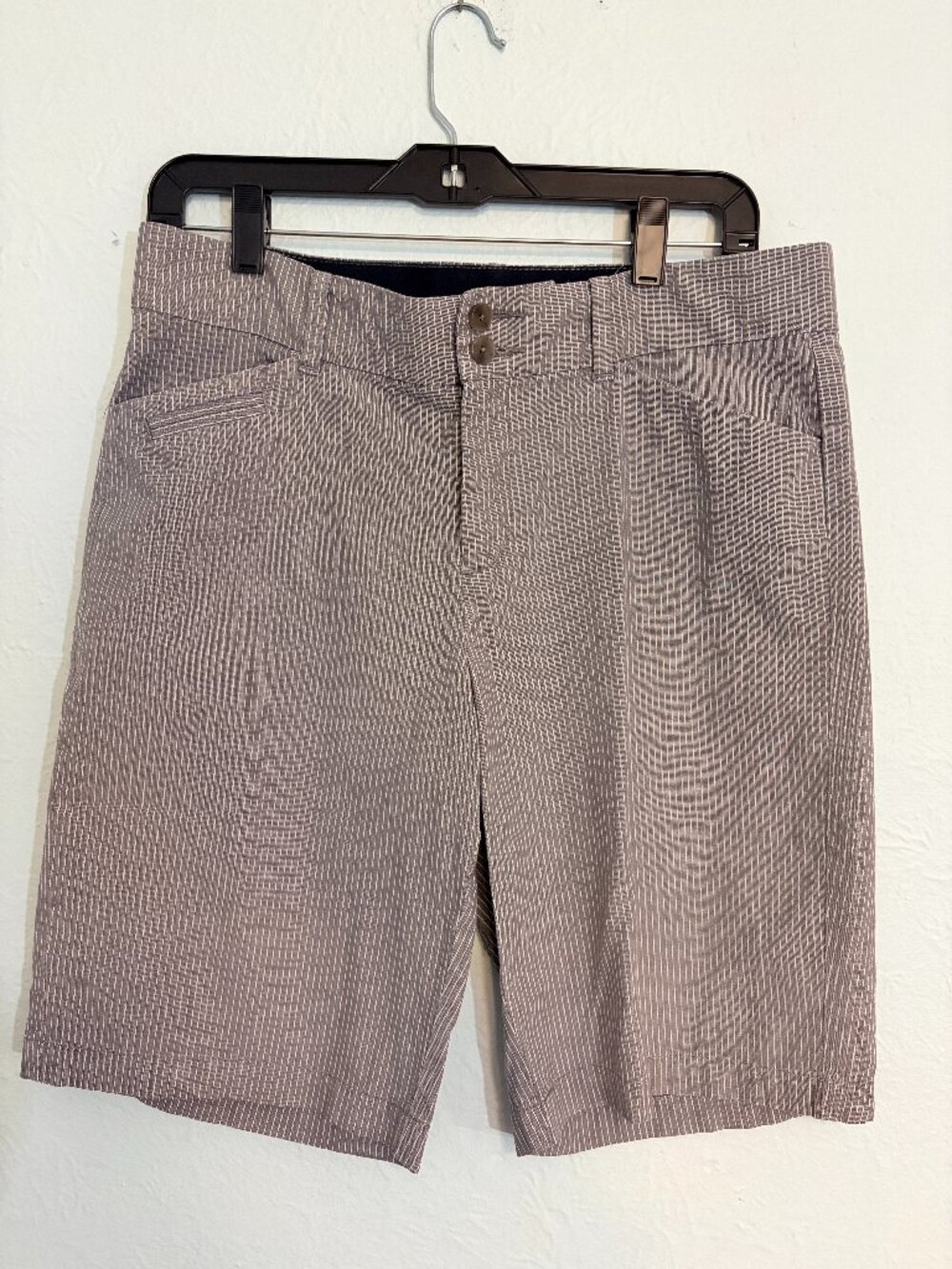 Grey Pinstripe Hi-Rise Bermuda Shorts Smart Casual City Chic Coastal Summer